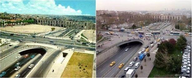 <p>Haşim İşcan Geçidi ve Bozdoğan Kemeri. 1960'lı yıllar ve günümüz.</p>