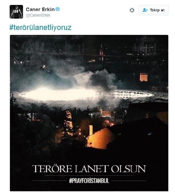 <p>Beşiktaşlı Caner Erkin: "#terörülanetliyoruz"</p>