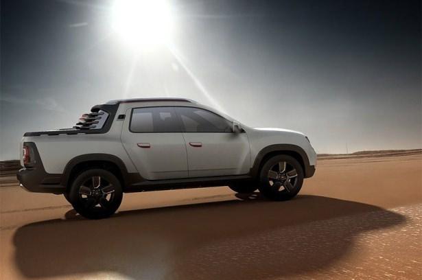 <p>Duster Oroch olarak adlandırılan konsept modelin çizgileri C sütununa kadar bildiğimiz Dacia Duster'dan farkı değilken, bu sütundan sonra ise araç pickupa dönüşüyor.</p>
<p> </p>