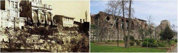 <p>160 yıl önce ve sonra Bukoleon Sarayı. Bizans sahil sarayı olarak inşa edilen yapının kalıntıları Fatih Çatladıkapı'da yer alıyor.</p>