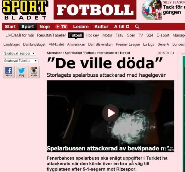 <p>AFTON BLADET<br />
"Öldürmek istediler" : Fenerbahçe takım otobüsü, havalimanı yolunda köprü üstünden geçerken saldırıya uğradı.</p>
