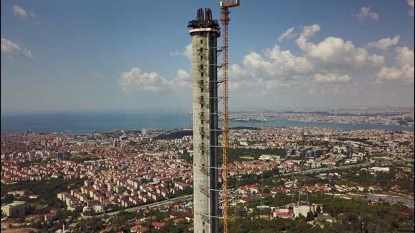 <p>Bittiğinde 365 metre yüksekliğe sahip olacak kulenin deniz seviyesinden 583 metre yüksekliği olacak. Kulenin siluetinin 15 TemmuzŞehitler Köprüsü’nden geçerken köprünün ayakları arasında yükseldiği görülüyor.</p>
