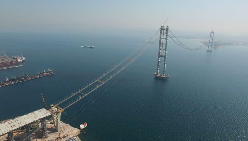 <p>Yapım çalışmalarının devam ettiği Gebze-Gemlik kesiminde yüzde 85, Gebze-Orhangazi-Bursa kesiminde ise yüzde 76, Kemalpaşa Ayrımı-İzmir kesiminde yüzde 47 olmak üzere dev projenin tamamında yüzde 46 fiziksel gerçekleşme sağlandığı belirtildi. </p>