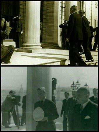 <p>80 yıl &ouml;nce bug&uuml;n, İngiltere Kralı VIII. Edward Atat&uuml;rk'&uuml; ziyarete gelmişti. Yukarıda, Kral ve Atat&uuml;rk Dolmabah&ccedil;e Sarayı'na girerken &ccedil;ekilen fotoğraf, altta, yukarıdaki fotoğrafta solda &ccedil;&ouml;melerek fotoğraf &ccedil;eken muhabirin objektifinden &ccedil;ıkan fotoğraf...(4 Eyl&uuml;l 1936)</p>

<p>&nbsp;</p>
