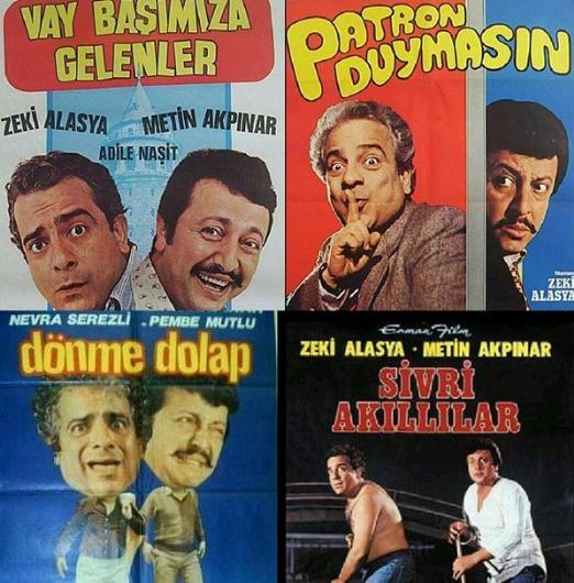 <p>Yönetmenlikleri sevgili Zeki Alasya ağabeyimize ait başrollerini Metin Akpınar usta ile paylaştıkları sayısız güzel filmden bir kaçı bunlar elbette!</p>
