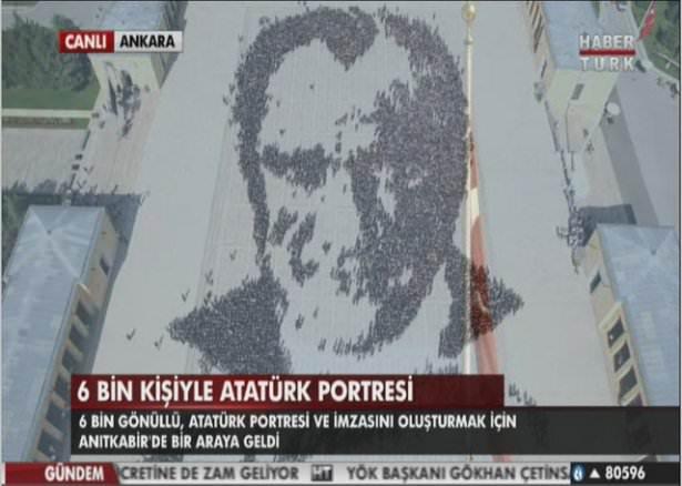 <p>Anıtkabir'de binlerce kişi rekor denemesi için bir araya geldi. Altı bin kişi Atatürk'ün portresini oluşturdu.</p>

<p> </p>
