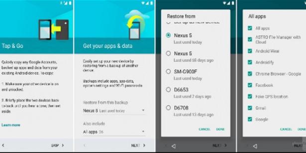 <p><strong>8. Tap & Go</strong></p>

<p>Android 5.0 Lollipop güncellemesini yüklemek yerine cihazını değiştiren kullanıcılar için, Tap & Go özelliği oldukça kullanışlı. Google size eski cihazınızda bulunan arama geçmişinizi, hesaplarınızı ve kaybetmediğiniz birçok şeyi hatta uygulamalarınızı bile Bluetooth yardımıyla yeni cihazınıza geçirmenize yardımcı oluyor.</p>
