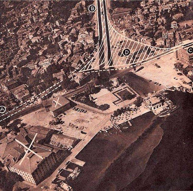 <p>68. Sinanpaşa Camii'nin arkasından geçirilecek yolun planlaması. Ancak yol yapılmadı. (1957. Beşiktaş)</p>
