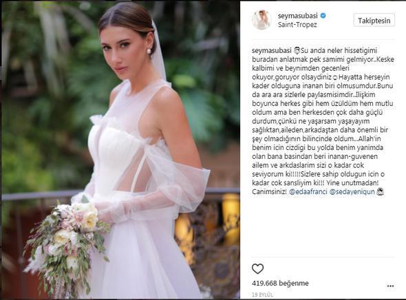 <p>Şeyma Subaşı'nın gelinlikle çekilen fotoğrafı 419.668 beğeni aldı.</p>