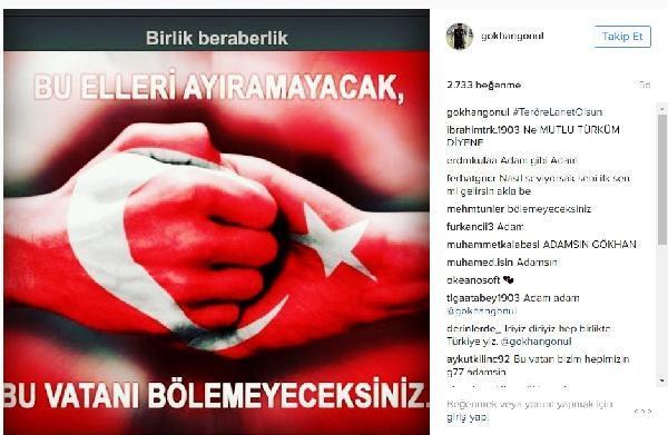 <p><br />
Beşiktaşlı Gökhan Gönül: "Teröre lanet olsun!"</p>