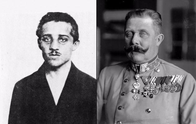 <p>4. Suikastçı Sırp milliyetçisi Gavrilo Princip ve kurbanı veliaht Arşidük Franz Ferdinand</p>

<p>Her iki fotoğraf da 1914 yılına ait. </p>
