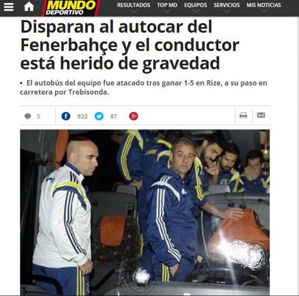 <p>MUNDO DEPORTIVO<br />
Fenerbahçe, Rize'de 5-1 kazandığı maçın ardından Trabzon'da saldırıya uğradı. Şoför ağır yaralı...</p>
