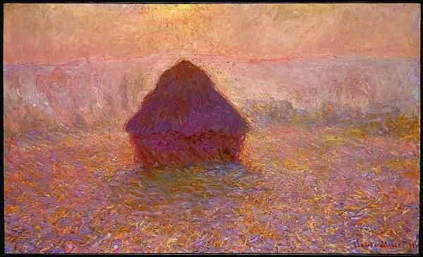 <p><strong>Monet - The Grainstack (1896) - Museum of Fine Arts, Boston</strong></p>

<p>Eserde buğday hasadından sonra toplanan buğdayların gün batımında görünümü resmedilmiştir.Fransa'da Giverny şehrinde Monet'nin evinin yakınlarında resmedilmiştir.Boston'da Museum of Fine Arts'da sergilenmektedir.</p>
