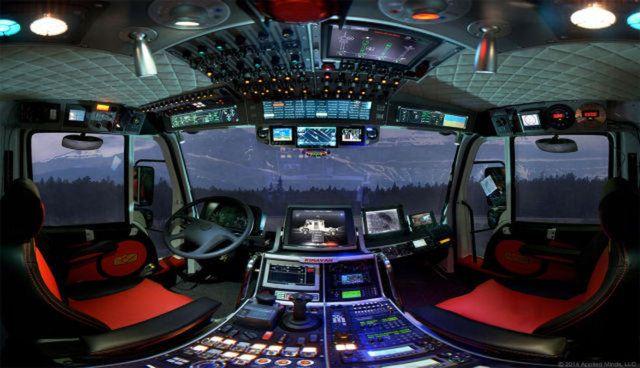 <p>11 tane dokunmatik ekrana sahio bu sürücü kabini bir A380'nin kabinini andırrıyor. Uydu bağlantısı ile araç takibi ve her yerde iletişim sağlanabiliyor.</p>

<p> </p>
