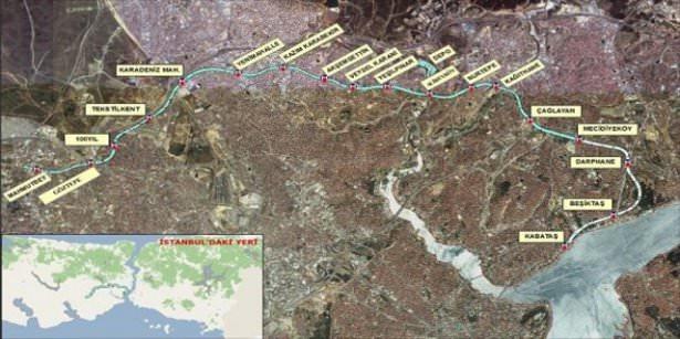 <p>17.5 km ve 15 istasyonlu metro hattı 6 ilçeden geçecek. Mecidiyeköy-Mahmutbey Metro Hattı, Mecidiyeköy'de mevcut metro istasyonu ile entegre olarak başlayacak.</p>

<p> </p>
