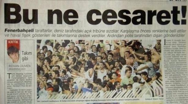 <p>"Fenerbahçe taraftarları Beşiktaş formasıyla tribünde" 18 Eylül 2005 tarihinde oynanan maçta stada girmesi yasak olan F.Bahçe taraftarı üzerlerinde Beşiktaş formasıyla İnönü Stadı'na girdi. Formaları çıkararak tezahüratlara başlamaları olay olmuştu.</p>