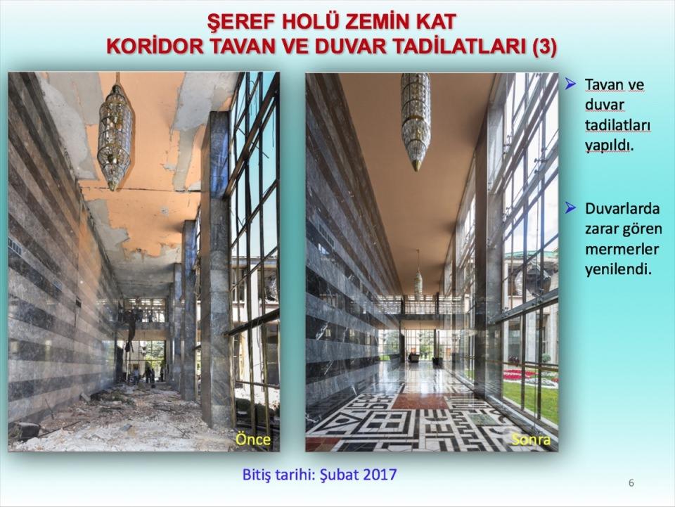 <p>Bölgenin etrafı spider cam ile kapatılıp mevcut durum muhafaza edilerek ziyaretçilerin görebileceği hale getirildi. Koridor zeminlerinde bulunan paledyenlerin (özel kesimli taş) tadilatları gerçekleştirildi. Bölgenin zarar gören duvarlarının onarımı yapıldı ve güçlendirildi, duvarlarda zarar gören mermerler yenilendi.</p>
<p> </p>