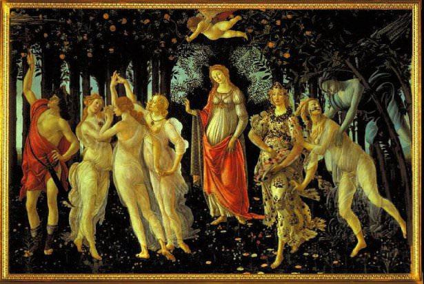 <p><strong>Botticelli - Allegoria della Primavera (1478)</strong></p>

<p>İtalyan Rönesans dönemi ressami Sandro Botticelli tarafından yapılmış eser sulu boya çalışmasıdır. Bir bahçede toplanmış mitolojik karakterler bulunmaktadır. Eser günümüzde Floransa'da bulunan Uffizi galerisinde sergilenmektedir.</p>
