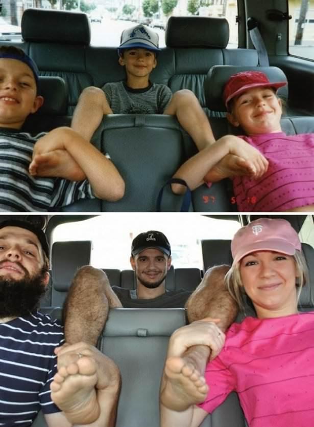<p>Fotoğraf albümlerinden çıkan eski fotoğraflar ilham kaynağına dönüşüyor, aynı pozlarla 20 sene sonra kamera karşısına geçince ilginç görüntüler çıkıyor. Sosyal medyada yeni bir akım haline gelen, çocukluk döneminde verilen pozların uzun yıllar sonra tekrar gerçekleştirilmesine dair yaratıcı ve eğlenceli örnekler.</p>
<p> </p>