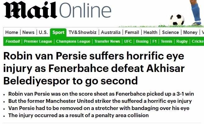 <p>Daily Mail: "Robin van Persie'ye korkunç sakatlık"</p>
