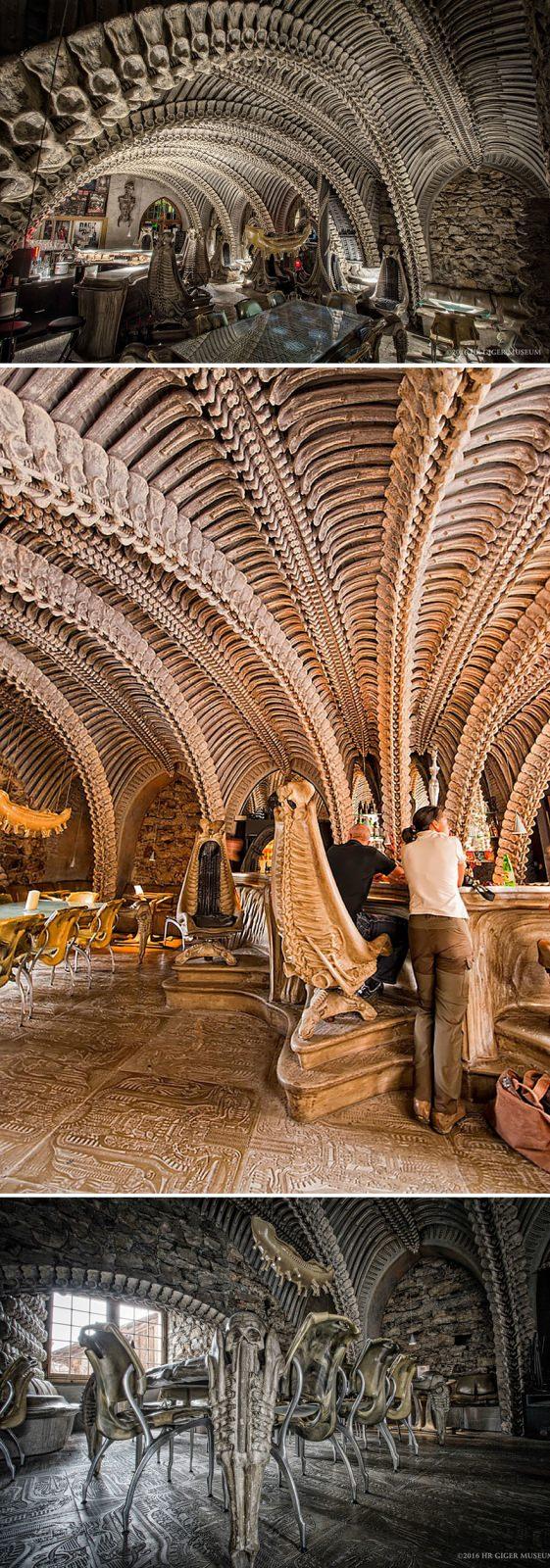 <p>İsviçre Gruyéres'te bulunan bu kahvecinin adı Hr Giger Museum Bar. İlginç iskelet dekorasyonuyla bir canavarın içindeymişsiniz hissi yaratan kahveci dünyanın en ilginç kafe-bar'larından biri.</p>

<p> </p>
