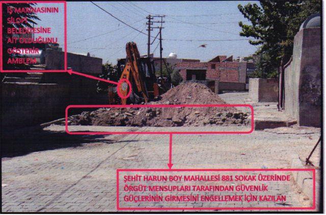 <p>ŞIRNAK - SİLOPİ</p>

<p>Kobani eylemleri olarak bilinen yasadışı sokak eylemlerinden sonra terör örgütünün talimatları doğrultusunda güvenlik güçlerinin mahallelere girmesini engellemek için Belediyeye ait iş makinalarıyla hendek kazılmış, ara sokaklara park edilerek geçiş engellenmişti.</p>
