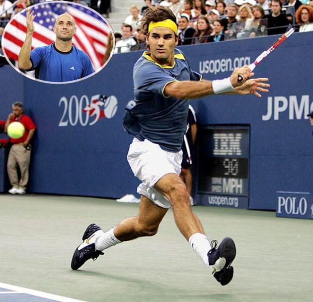 2005 ABD Açık finalinde 35 yaşındaki Andre Agassi’i yenmeyi başaran Federer, son 68 yıl içinde ABD Açık ve Wimbledon’ı üst üste 2 sene kazanmayı başaran ilk erkek raket oldu.