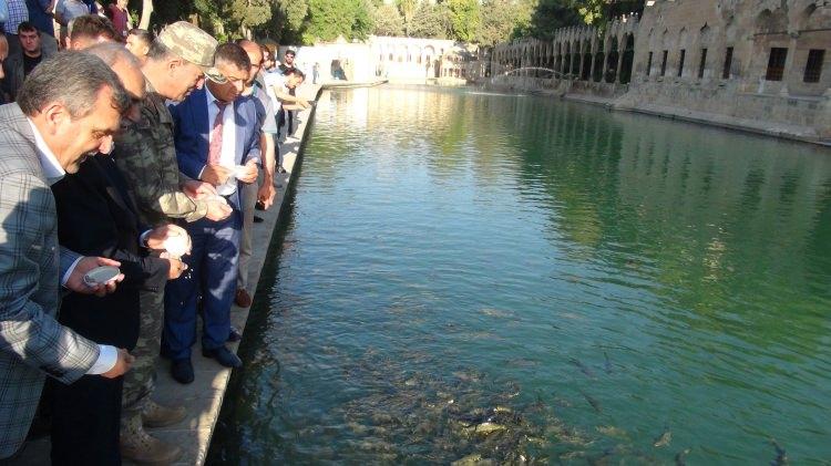 <p><strong>HULUSİ AKAR ŞANLIURFA'DA</strong></p>
<p>Genelkurmay Başkanı Hulusi Akar ile Gıda, Tarım ve Hayvancılık Bakanı Ahmet Eşref Fakıbaba, bayram namazını Şanlıurfa'da kıldı.</p>
<p>Vatandaşların yoğun ilgi gösterdiği Akar ve Fakıbaba, namazın ardından Balıklıgöl’de kutsal olduklarına inanılan balıklara yem atıp dilek tutu</p>