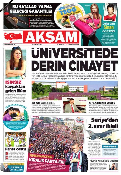 <p>25 Mart'ın en dikkat çeken manşetleri Bugün gazetesi ve Radikal'den geldi. Bugün,ekonomide karamsar bir tablo çizerken, Radikal ise 3. köprüyü hedef aldı.</p>