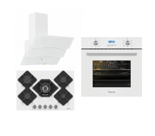 <p>Ferre New White Pruza Ankastre Set 7001 Beyaz Ankastre Fırın + KA-013 5 Gözü Gazlı Beyaz Cam Ankastre Ocak + B SPR-600 Beyaz Dekoratif Cam Davlumbaz</p>

<p>1.566,00 TL</p>
