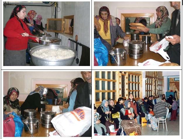 Aşhane: Önceden tespit edilen ihtiyaç sahibi ailelerden, her gün 350 kişiye, 3 çeşit olmak üzere sıcak yemek verilmektedir. Bu ayda 10.000 yılda 120.000 insan demektir. Yani orta nüfuslu bir il.