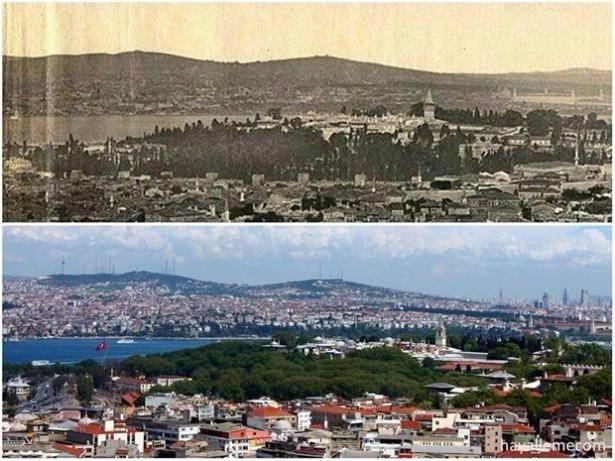 <p>Beyazıt Kulesi'nden Topkapı Sarayı'na 120 yıl arayla bakış...</p>
