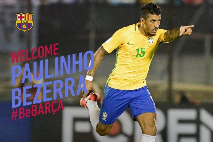 <p>Paulinho</p>

<p>İspanya Birinci Futbol Ligi (La Liga) ekiplerinden Barcelona, Brezilyalı orta saha oyuncusu Jose Paulo Bezerra Maciel Junior'u (Paulinho) 40 milyon avro bonservis bedeli karşılığında renklerine bağladı. </p>

