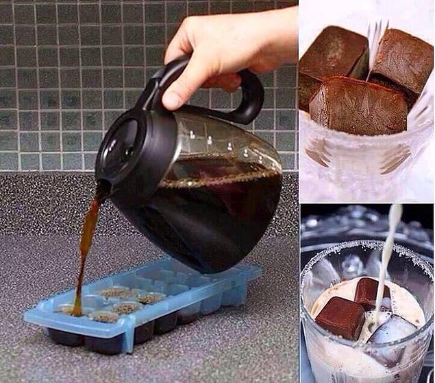 <p>Kahveyi buz kalıplarında dondurup sütün içine atabilirsiniz.</p>
