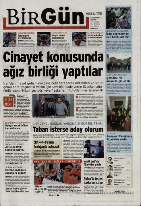 Birgün Gazetesi, bugün çıkardığı sayısında Cumhuriyet Halk Partisi Tunceli Milletvekili Hüseyin Aygün'ün kaçırılmasını okuyucusuna aktaramadı. 