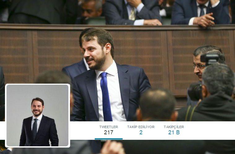 <p>Enerji ve Tabii Kaynaklar Bakanı Berat Albayrak: 21 bin</p>
<p><strong><a href="https://twitter.com/BeratAlbayrak_" target="_blank"><span style="color:rgb(255, 255, 0)">TAKİP ET</span></a></strong></p>