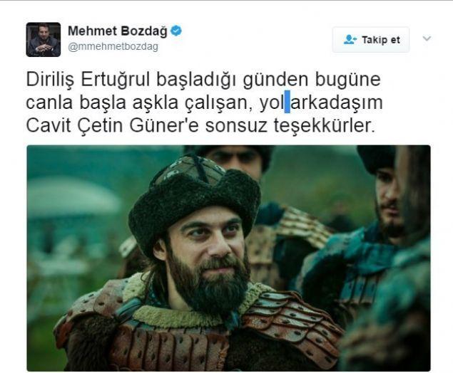 <p>Dizinin yapımcısı Mehmet Bozdağ, sosyal medya üzerinden 'Yolarkadaşım' dediği Güner'e teşekkür etti.</p>