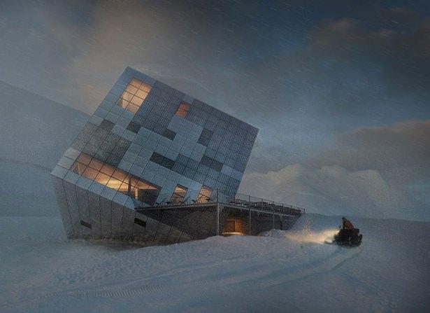 <p>Kezmarske Hut adı verilen 5 katlı otel, uzaktan görenleri karların içine gömüldüğünü düşündürmeden edemiyor.</p>
