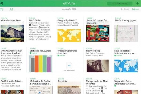 <p><strong>Evernote</strong><br />
Projelerinizi saklamak için en çok bilinen uygulamalardan biri.</p>
