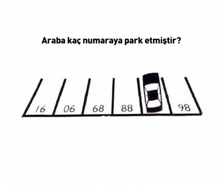 <p>Uzun bir süre sosyal medyalarda akıl karıştıran soru buydu. <br />
<br />
 Araba kaç numaraya park etmiştir?</p>
