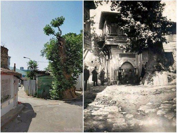 <p>Karagümrük Kuru Çınar Sokak Çeşmesi'nin günümüzdeki ve 1920'li yıllardaki hali...</p>
