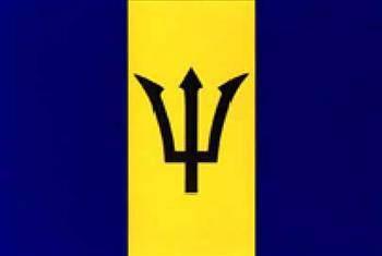 Barbados/ Sol şeritteki mavi; gökyüzünü, sarı; adanın altın rengi kumlarını, sağ şeritteki mavi ise okyanusu simgeler. Ortadaki zıpkın ise İngiliz sömürge yönetiminden kazanılan bağımsızlığı ifade eder.