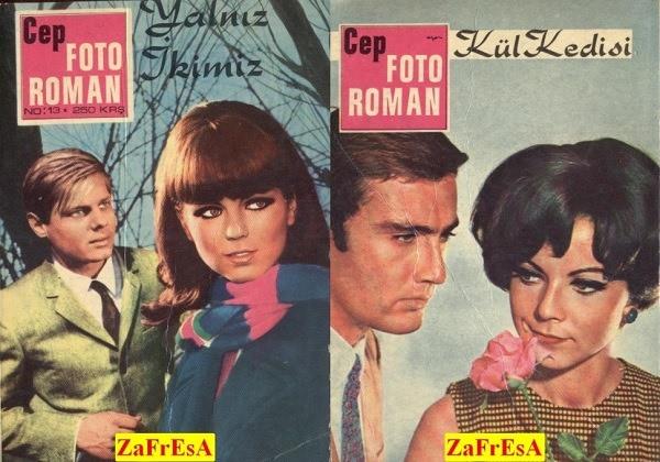 <p>CEP FOTOROMANLARI: 60’lar ve 70’lerde genç kızlar tarafından çok rağbet görülen orta boy bir cebe sığabilecek ebatta olduklarından dolayı; “Cep Fotoromanı” olarak adlandırılan resimli aşk kitapları vardı. Dış kapaklarına ana karakterleri içeren bir sahnenin basıldığı renkli bir fotoğraf, iç sayfalarında ise tamamı siyah-beyaz fotoğraflar bulunurdu. Bu fotoğrafların üzerine Türkçe dizilmiş konuşma çizgileri olurdu. Fotoromanlar çoğunlukla İtalyan ve Fransız artistleri tarafından senaryolaştırılmış konuları içerirdi. Kavga ve dövüş sahneleri içermeyen, pembe aşk hikâyeleri üzerine kurgulanmış bu tekdüze fotoromanlar, genellikle Hürriyet ve Tay Yayınları tarafından kitapçılarda satılırdı. Genç kızlar, aralarında bu kitapları değiş-tokuş ederlerdi. O yılların kitaplaştırılmış pembe Brezilya dizileriydiler.</p>
