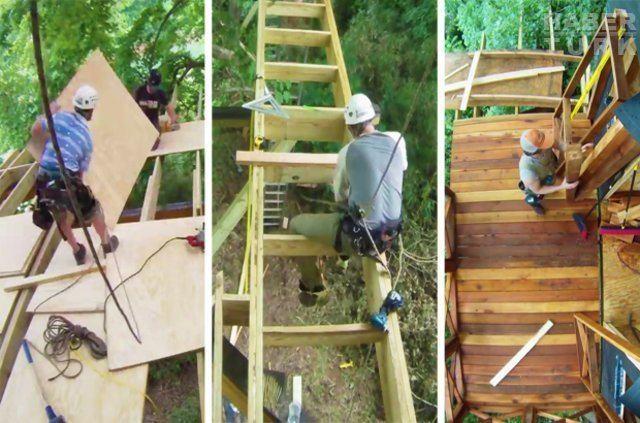 <p>İki arkadaş bahçelerinde bulunan eski bir ağacı temel kullanarak üzerine büyük bir ağaç ev inşa etti.</p>
