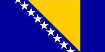Bosna Hersek/ Mavi ve beyaz renkler klasik Slav renklerindendir. Sarı üçgen, kral Stephen Tvrtho `nun savaş armasından alınmıştır.
