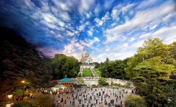 <p><strong>Sacre Coeur, Paris</strong></p>
<p>Gece ve gündüzün en iyi anlarını seçen sanatçı, bunları tek bir fotoğraf karesinde bir araya getirerek 24 saati tek bir karede sunuyor.</p>