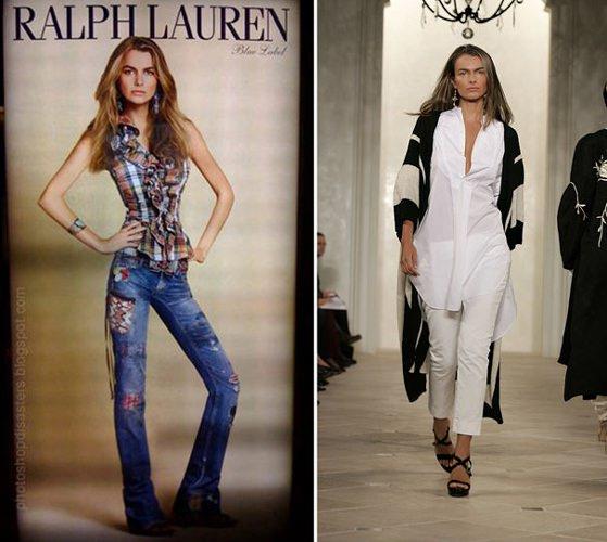 Moda devi Ralph Lauren, Blue Label koleksiyonu için 23 yaşındaki manken Filippa Hamilton'ı, photoshop tekniğiyle bir deri bir kemik hale getirdi.