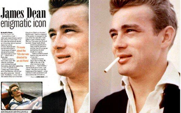 Salt Lake City gazetesinin  ünlü aktör James Dean'in sigarasını böyle sildi.