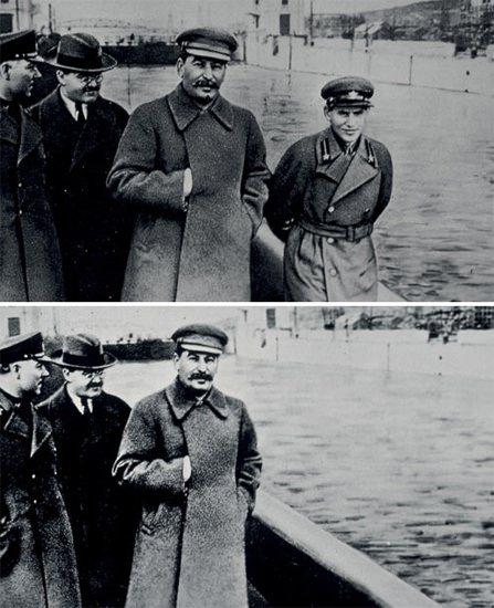 Eski Sovyet lideri Josehp Stalin, diktatörlüğü süresince uygun görmediği pek çok fotoğrafta değişiklik yaptırdı. Bazen gözden düşmüş bir kişi yanından silindi, bazen de yeterli görünmeyen kalabalıkların sayısı arttırıldı.