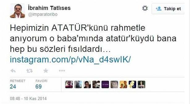 <p>Tatlıses'e 'türkçe dersleri alman lazım' gibi çok sayıda eleştiri gelince, bir tweet daha atarak 'Özür dilerim tabikide Atatürk benim oksfort mezunu olmama verin.!' yazarak takipçilerinden özür diledi.</p>
